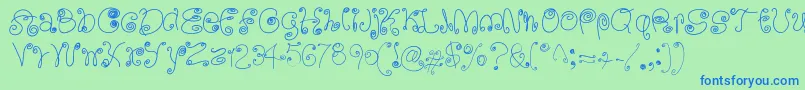 Шрифт SquigglyLittleWiggly – синие шрифты на зелёном фоне