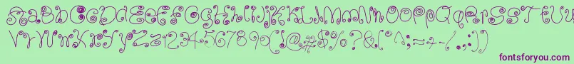 Fonte SquigglyLittleWiggly – fontes roxas em um fundo verde