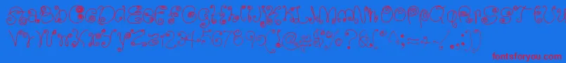 SquigglyLittleWiggly Font – Red Fonts on Blue Background