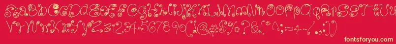 フォントSquigglyLittleWiggly – 黄色の文字、赤い背景