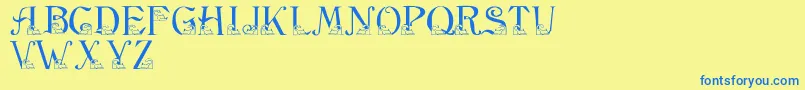 LmsStalkingKitten Font – Blue Fonts on Yellow Background