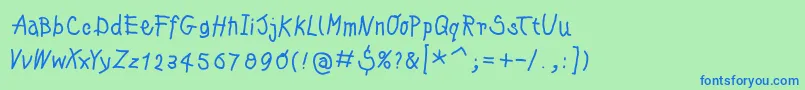 Kleinskrempeltypes Font – Blue Fonts on Green Background