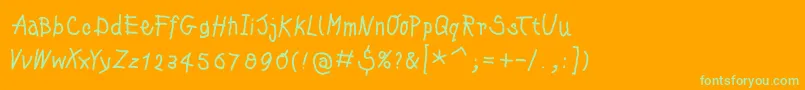 Kleinskrempeltypes Font – Green Fonts on Orange Background