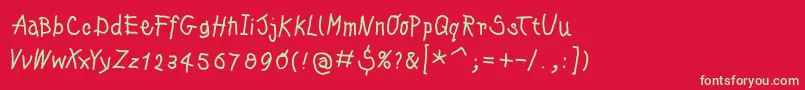 Kleinskrempeltypes Font – Green Fonts on Red Background