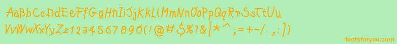 Kleinskrempeltypes Font – Orange Fonts on Green Background