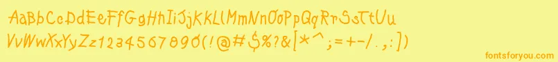 Kleinskrempeltypes Font – Orange Fonts on Yellow Background