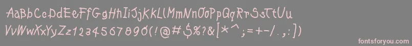 フォントKleinskrempeltypes – 灰色の背景にピンクのフォント