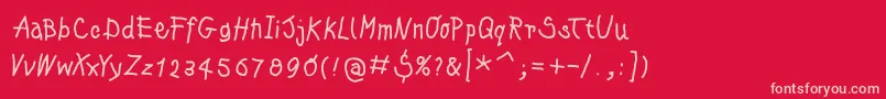 Kleinskrempeltypes Font – Pink Fonts on Red Background