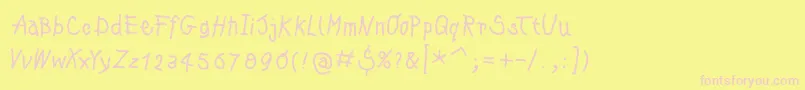 Kleinskrempeltypes Font – Pink Fonts on Yellow Background