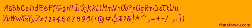 Kleinskrempeltypes Font – Purple Fonts on Orange Background