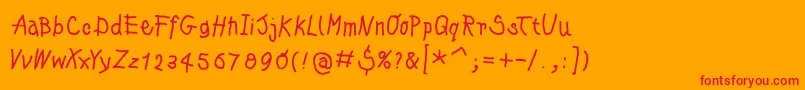 Kleinskrempeltypes Font – Red Fonts on Orange Background