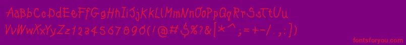 Kleinskrempeltypes Font – Red Fonts on Purple Background