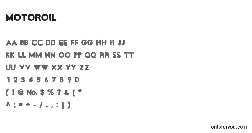 Schriftart MotorOil – Alphabet, Zahlen, spezielle Symbole