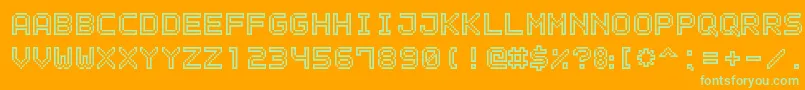 Fonte OutlinePixel7 – fontes verdes em um fundo laranja