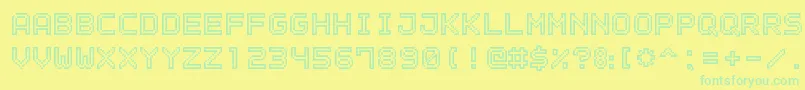OutlinePixel7 Font – Green Fonts on Yellow Background