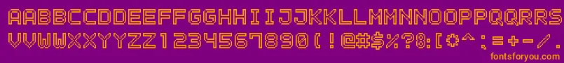フォントOutlinePixel7 – 紫色の背景にオレンジのフォント