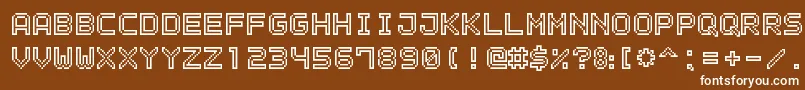 OutlinePixel7-fontti – valkoiset fontit ruskealla taustalla