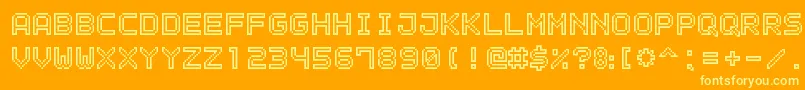 Fonte OutlinePixel7 – fontes amarelas em um fundo laranja