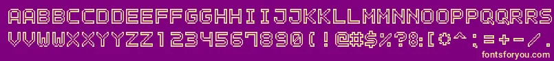 Weitere Informationen zur OutlinePixel7-Schriftart OutlinePixel7-Schriftart – Gelbe Schriften auf violettem Hintergrund