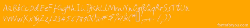 Amano-Schriftart – Rosa Schriften auf orangefarbenem Hintergrund