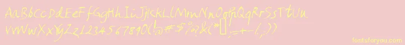 Amano-Schriftart – Gelbe Schriften auf rosa Hintergrund