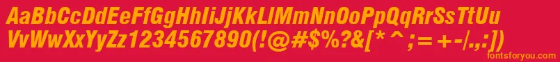 Swiss721BlackCondensedItalicBt Font – Orange Fonts on Red Background
