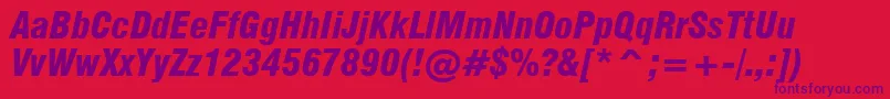 Swiss721BlackCondensedItalicBt Font – Purple Fonts on Red Background