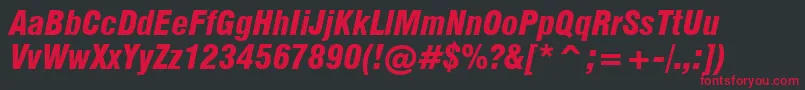 Swiss721BlackCondensedItalicBt Font – Red Fonts on Black Background