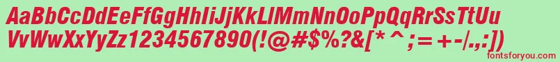 Swiss721BlackCondensedItalicBt Font – Red Fonts on Green Background