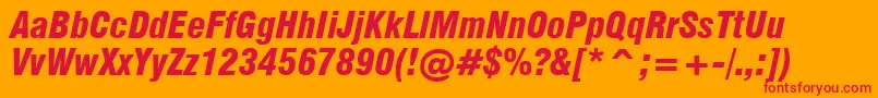 Swiss721BlackCondensedItalicBt Font – Red Fonts on Orange Background