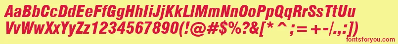 Swiss721BlackCondensedItalicBt Font – Red Fonts on Yellow Background
