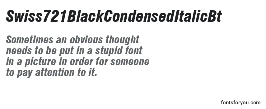 Review of the Swiss721BlackCondensedItalicBt Font