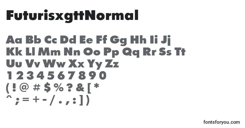 A fonte FuturisxgttNormal – alfabeto, números, caracteres especiais