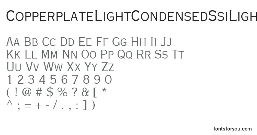 Czcionka CopperplateLightCondensedSsiLightCondensed – alfabet, cyfry, specjalne znaki