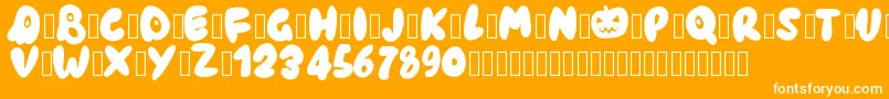 Pwhaunted-Schriftart – Weiße Schriften auf orangefarbenem Hintergrund