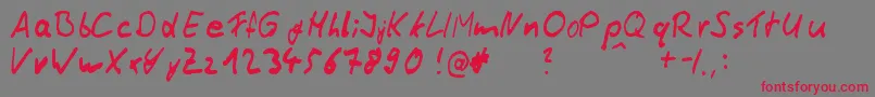 フォントThommyHandwrite – 赤い文字の灰色の背景