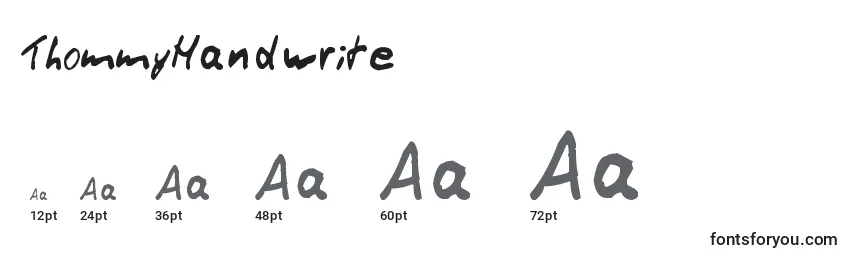 Размеры шрифта ThommyHandwrite