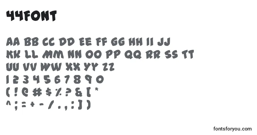Schriftart 44Font – Alphabet, Zahlen, spezielle Symbole