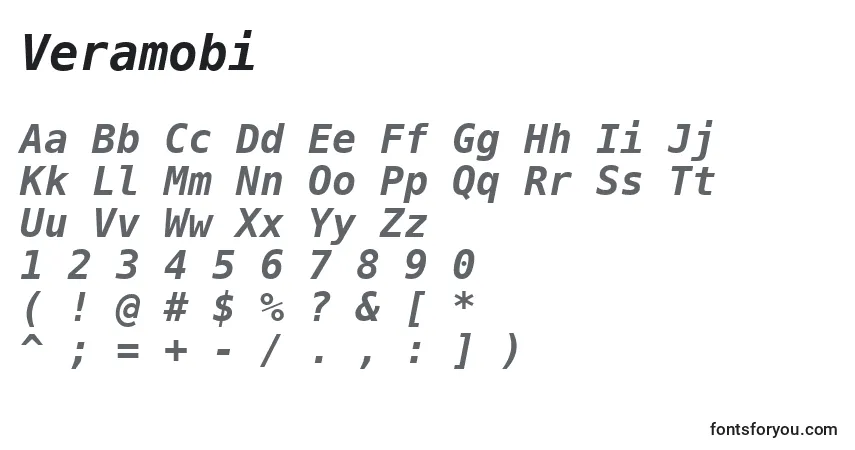 A fonte Veramobi – alfabeto, números, caracteres especiais