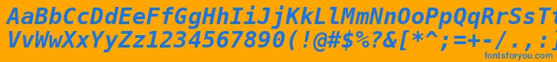 Czcionka Veramobi – niebieskie czcionki na pomarańczowym tle