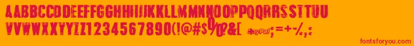 GrungeOverlordsPersonalUseOnly Font – Red Fonts on Orange Background