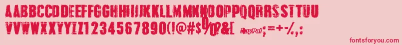 GrungeOverlordsPersonalUseOnly Font – Red Fonts on Pink Background
