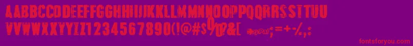 GrungeOverlordsPersonalUseOnly Font – Red Fonts on Purple Background