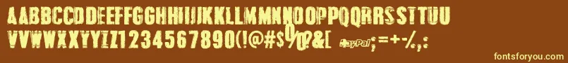 Шрифт GrungeOverlordsPersonalUseOnly – жёлтые шрифты на коричневом фоне
