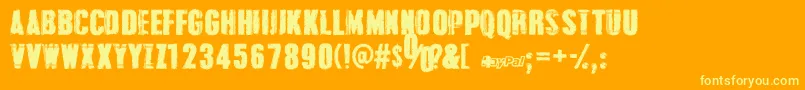 GrungeOverlordsPersonalUseOnly Font – Yellow Fonts on Orange Background