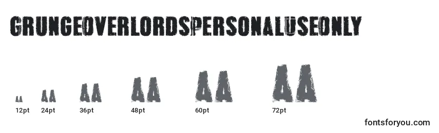 GrungeOverlordsPersonalUseOnly Font Sizes