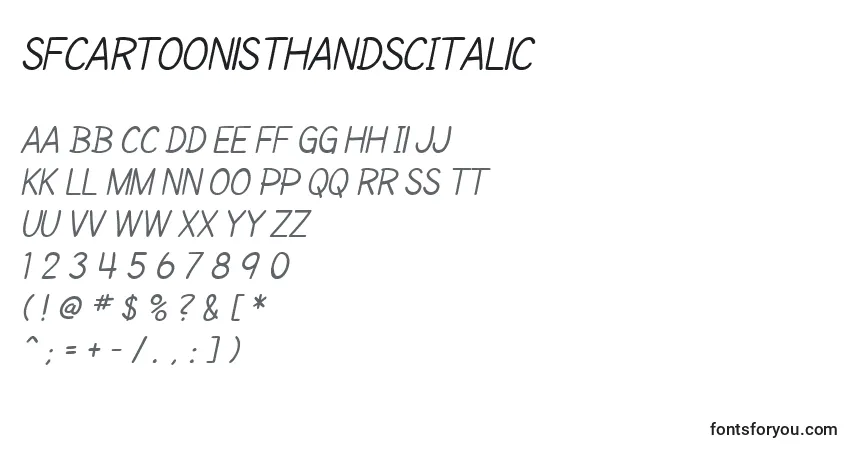 Fuente SfCartoonistHandScItalic - alfabeto, números, caracteres especiales
