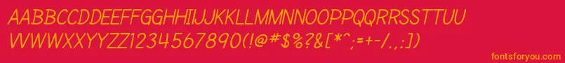 SfCartoonistHandScItalic Font – Orange Fonts on Red Background