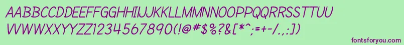 SfCartoonistHandScItalic Font – Purple Fonts on Green Background