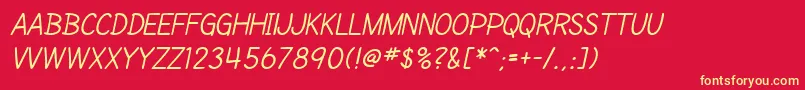 SfCartoonistHandScItalic Font – Yellow Fonts on Red Background